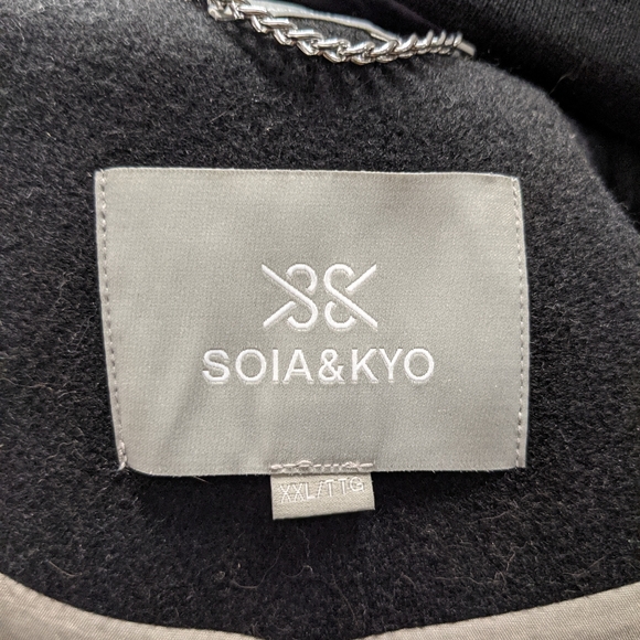 Soia & Kyo wool coat with real fur XXL black - Picture 8 of 10